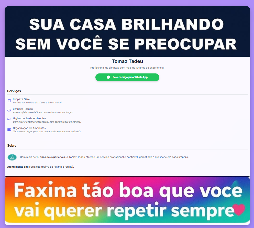 Página de Divulgação de Serviços